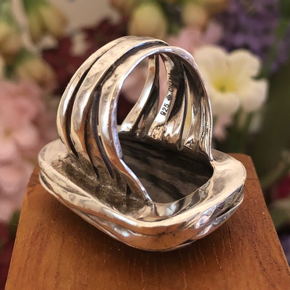 Silpada Sterling Silver Agate Abstract Ring R2761 Size 6 1/4 - Picture 4 of 9